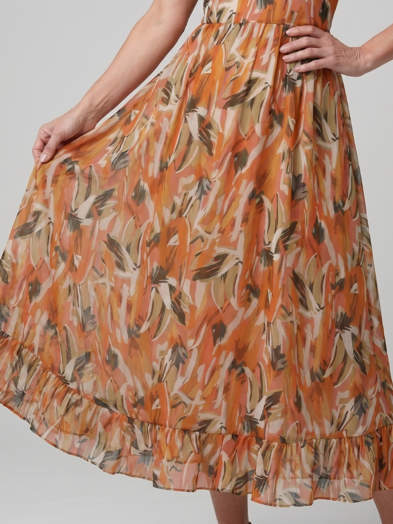 Quill | Spaghetti-band Midi-jurk met abstracte print