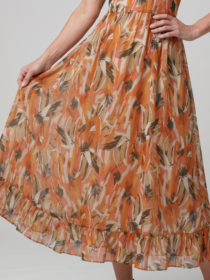 Quill | Spaghetti-band Midi-jurk met abstracte print