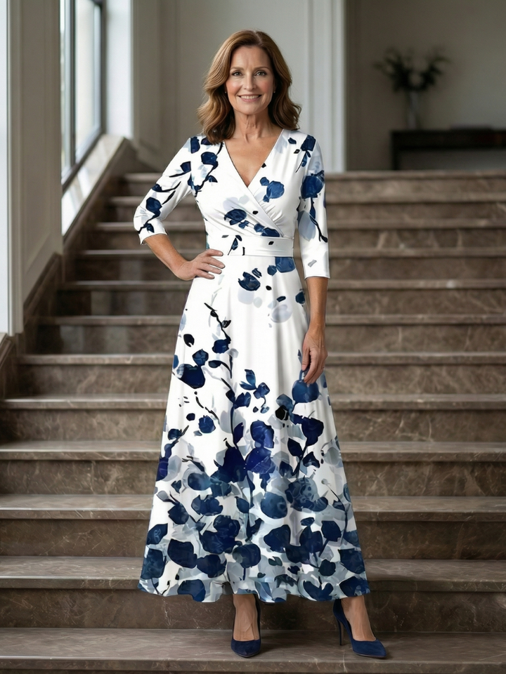 Celine | Midi-jurk met wikkelkragen
