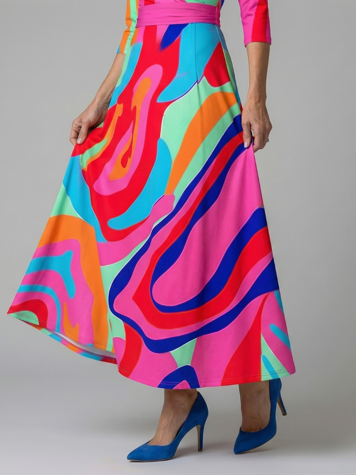 Celine | Midi-jurk met wikkelkragen