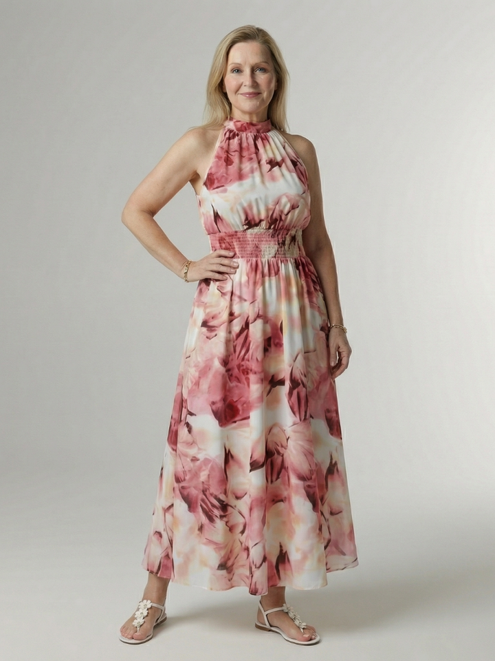 Sylin | Geraffineerde Halter Midi Jurk