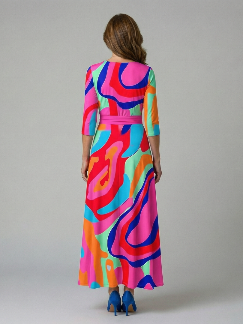 Celine | Midi-jurk met wikkelkragen