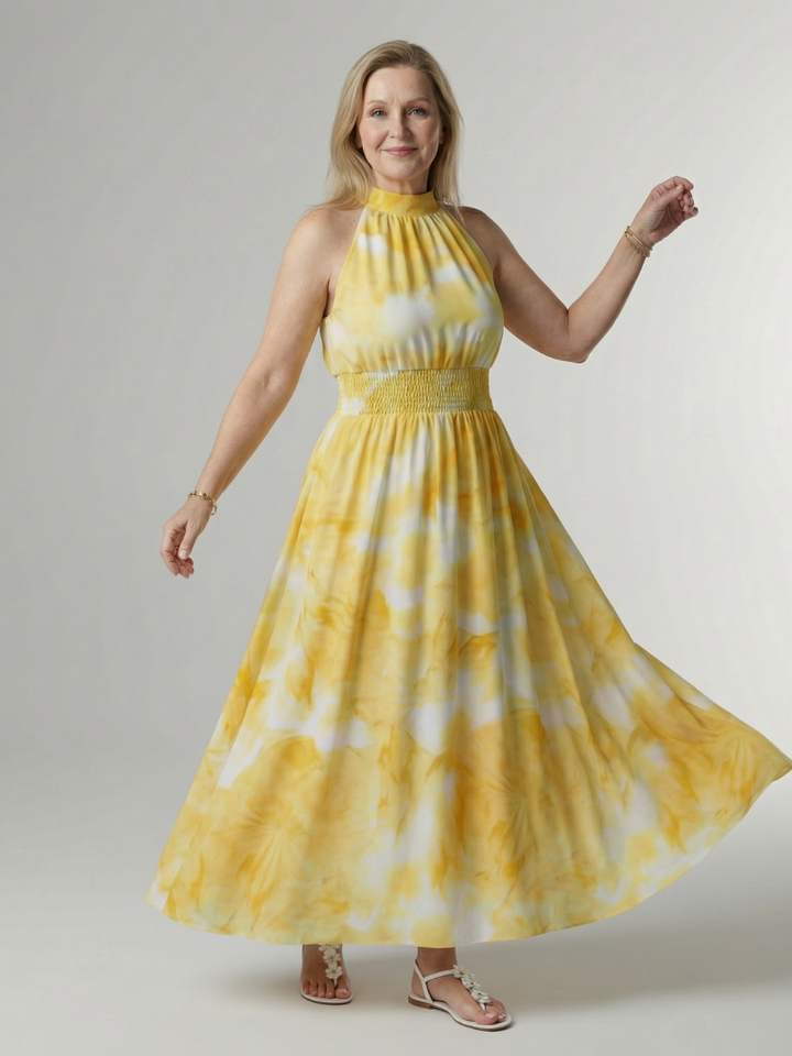 Sylin | Geraffineerde Halter Midi Jurk