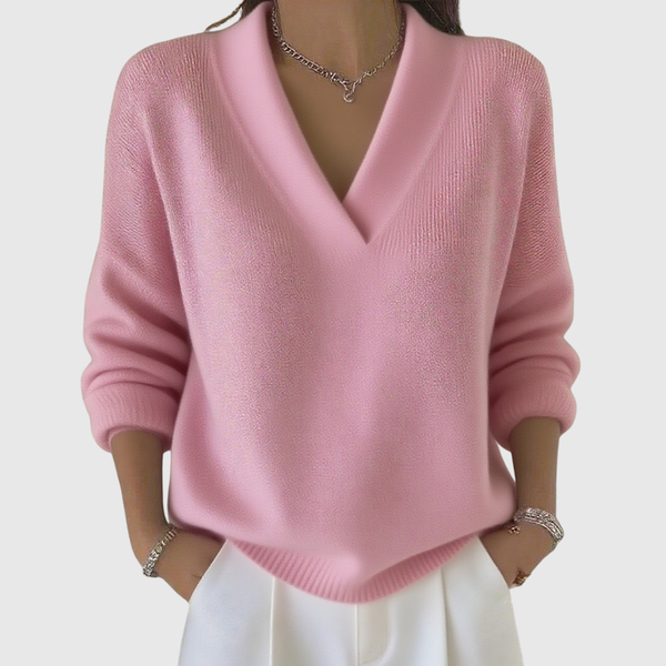Faye | Weicher V-Ausschnitt Pullover in lässiger Passform