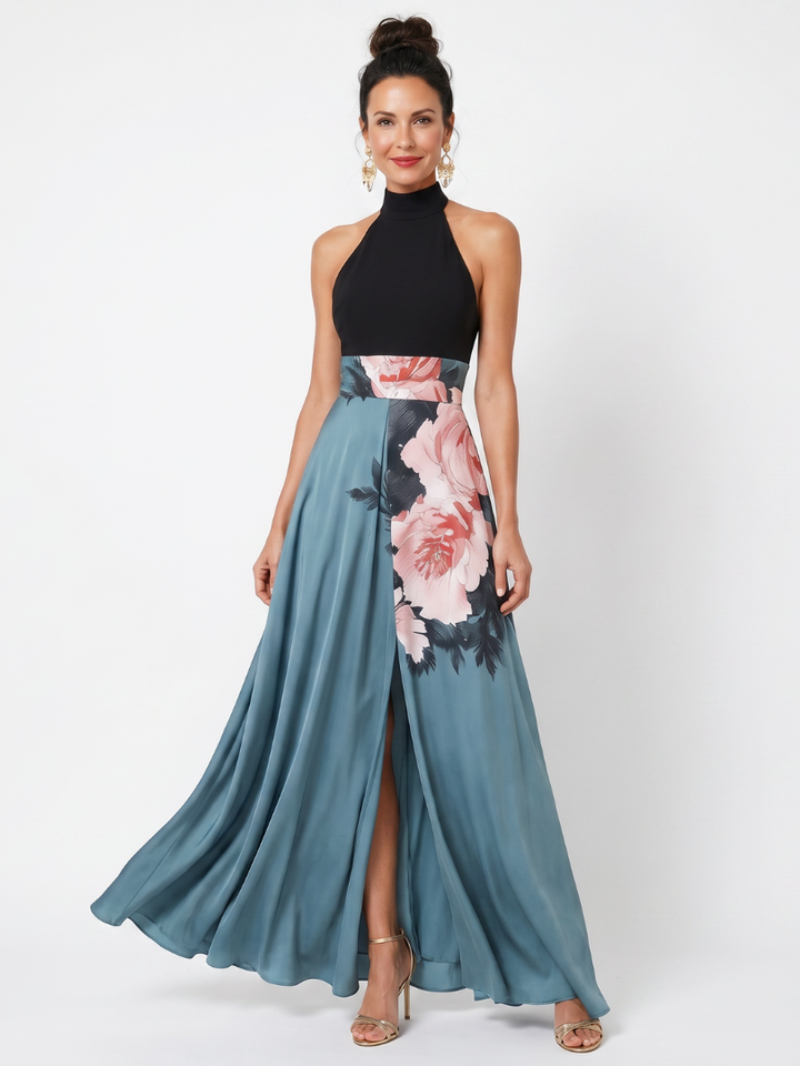 Olympas | Halter-Bodice Bloemenrok Maxi Jurk