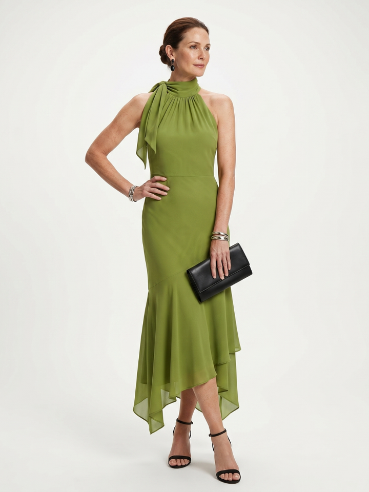 Winifred | Drapé Halter-Keyhole Midi-jurk