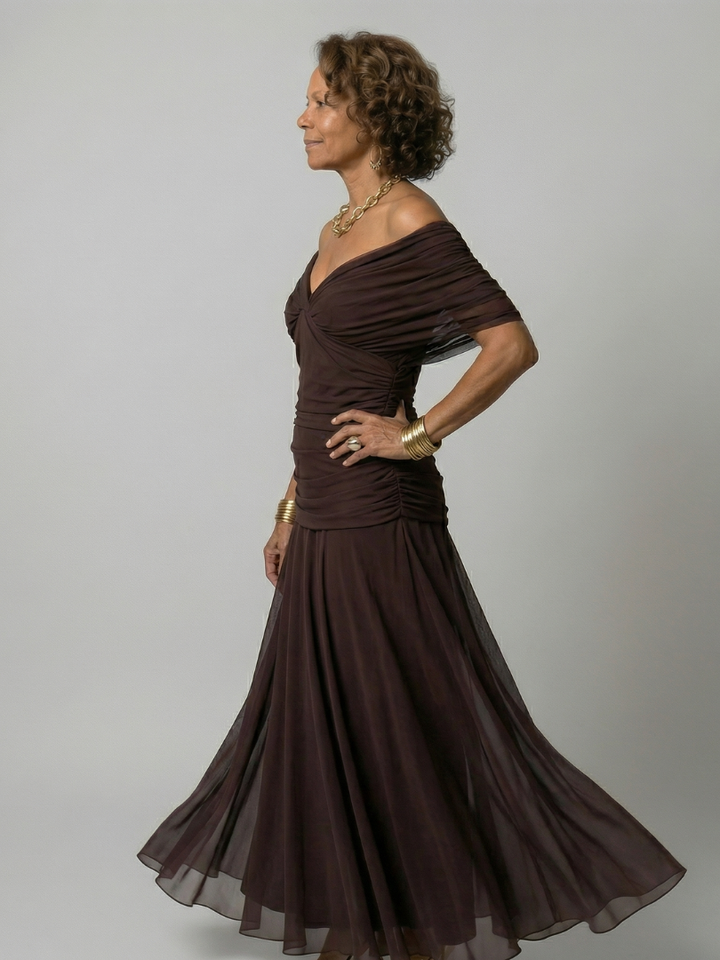 Calen | Off-Shoulder Flow Midi Jurk