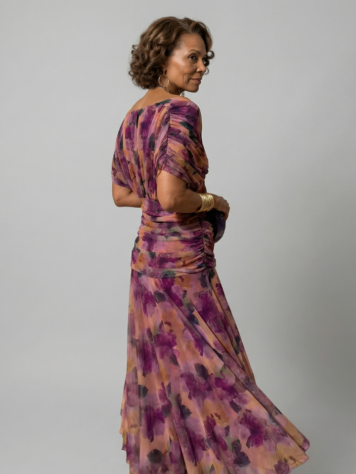 Calen | Off-Shoulder Flow Midi Jurk