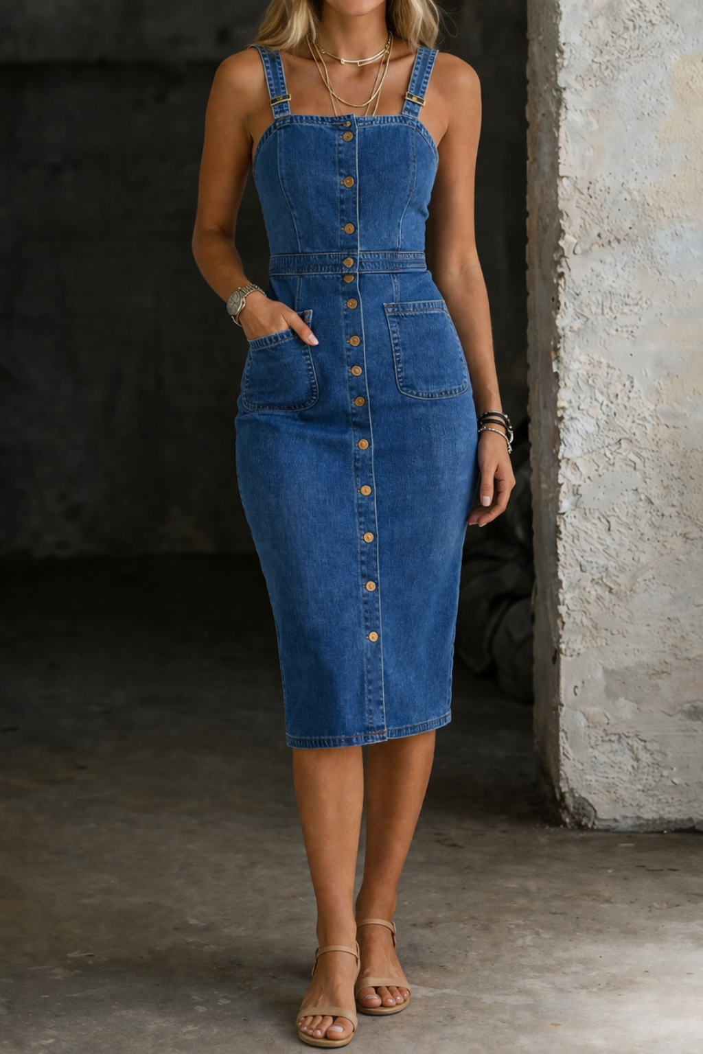 Indira | Jeansjurk met Knopen