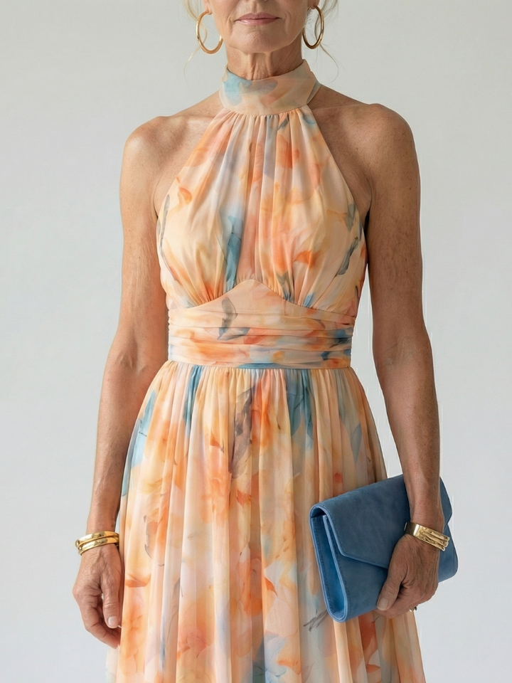 Elin | Zachte Halter Midi-Jurk