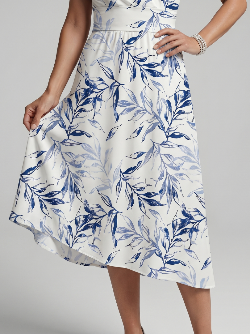 Kael | V-hals Midi-jurk met zachte botanische print