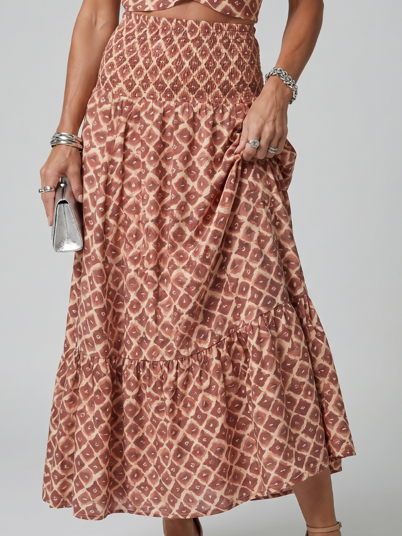 Amira | Geometrische Print Cutout Midi Jurk