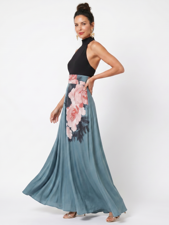 Olympas | Halter-Bodice Bloemenrok Maxi Jurk