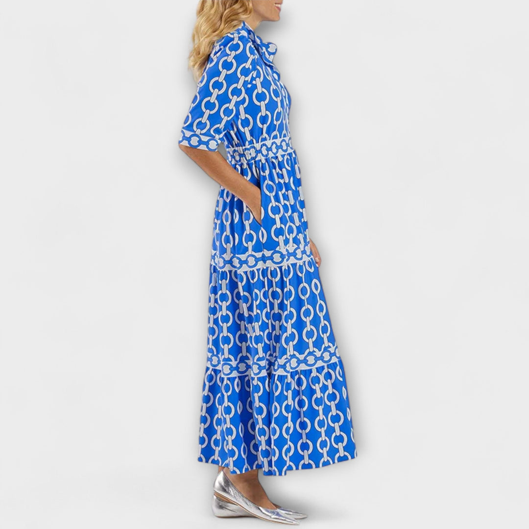 JULIANA | MIDI-ROBE MIT KETTENMUSTER