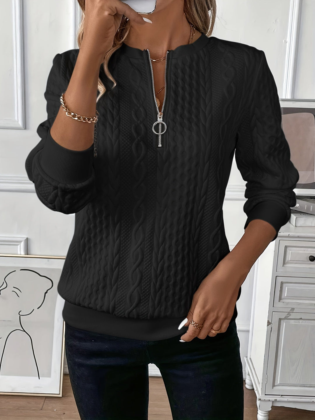 Amalie | Strickpullover mit Reißverschluss für Frauen