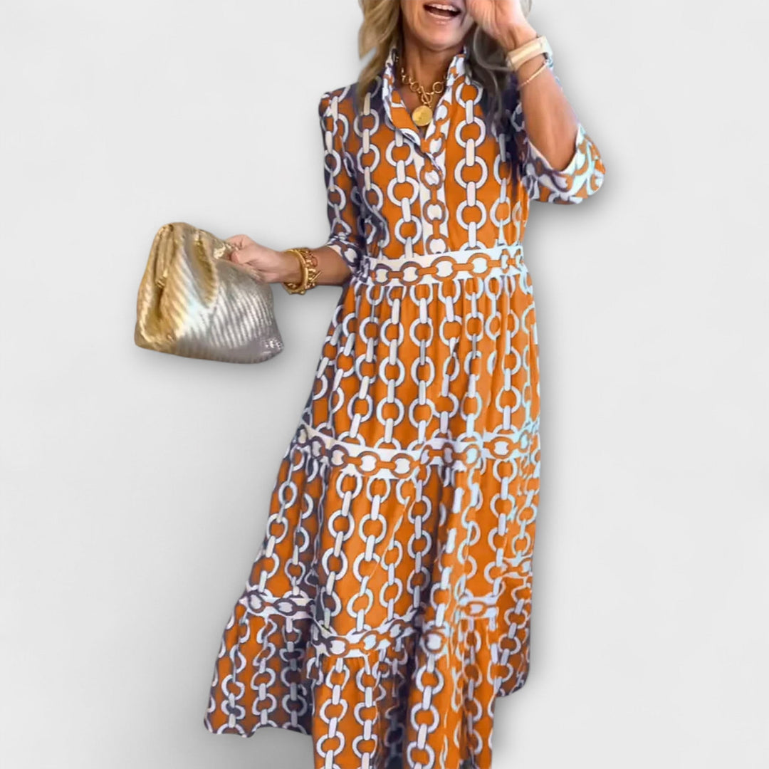 JULIANA | MIDI-ROBE MIT KETTENMUSTER