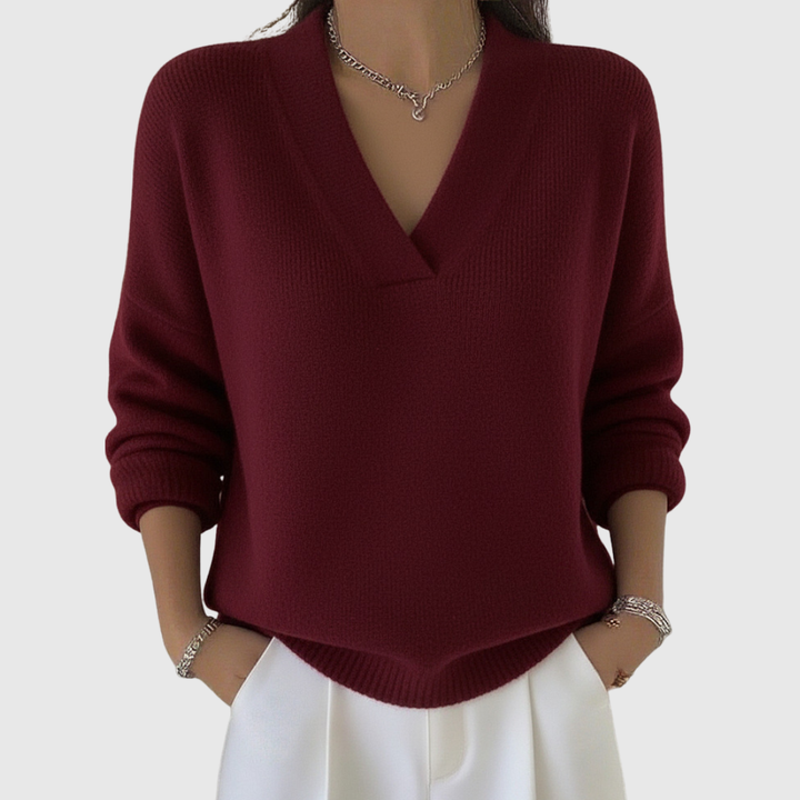 Faye | Weicher V-Ausschnitt Pullover in lässiger Passform