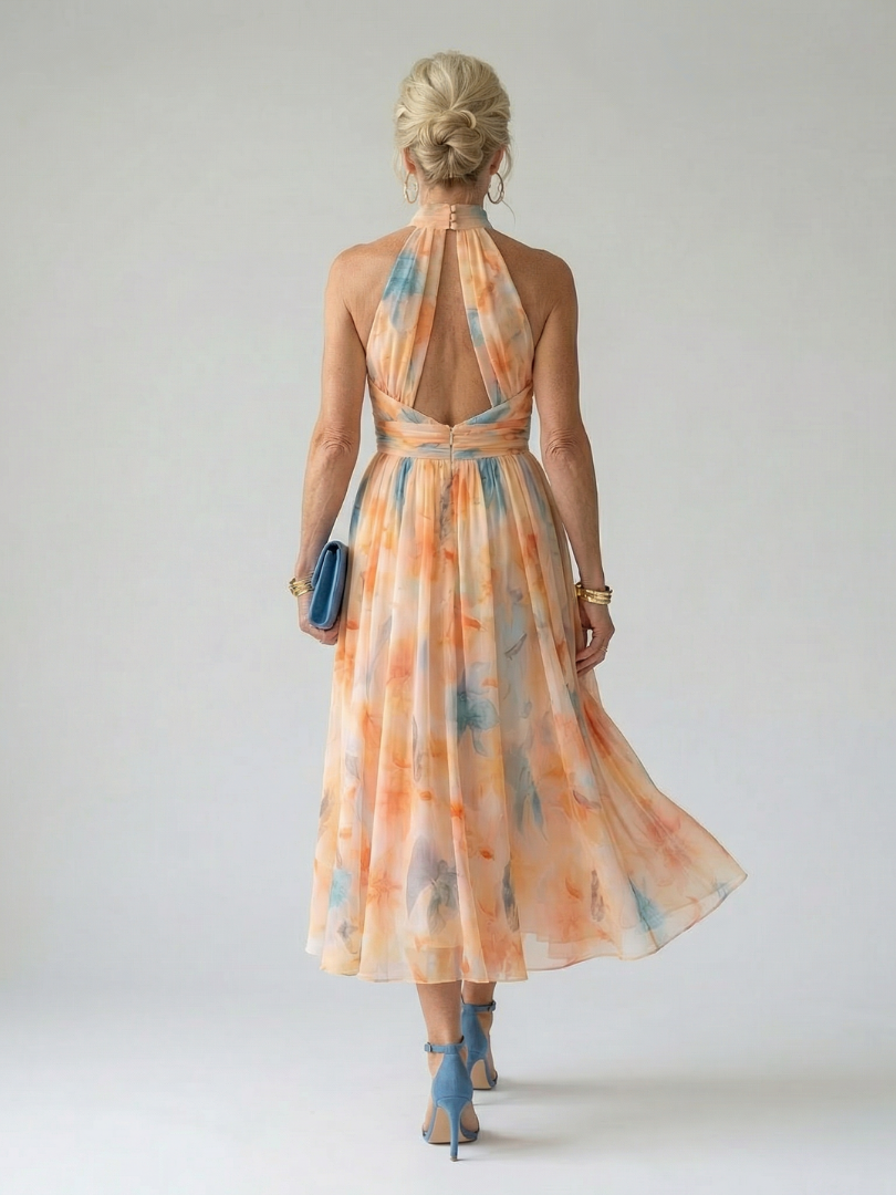 Elin | Zachte Halter Midi-Jurk