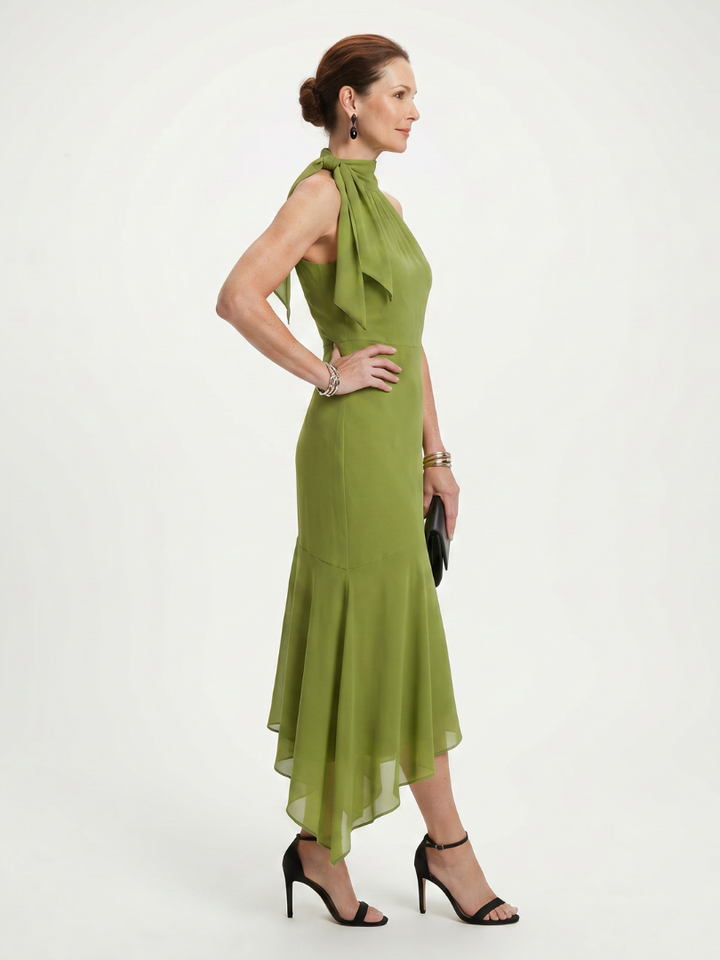 Winifred | Drapé Halter-Keyhole Midi-jurk
