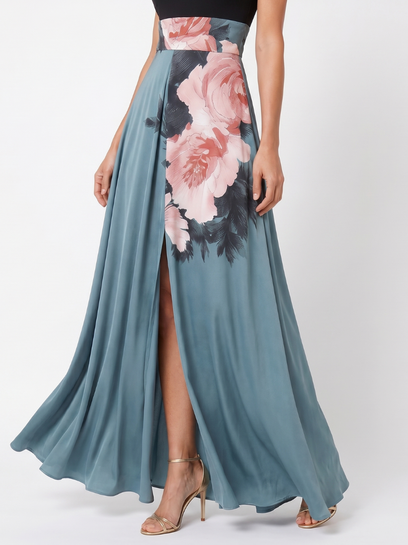Olympas | Halter-Bodice Bloemenrok Maxi Jurk