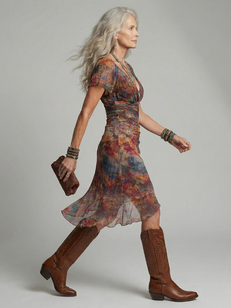 Aeris | Rustige Halter Midi Jurk