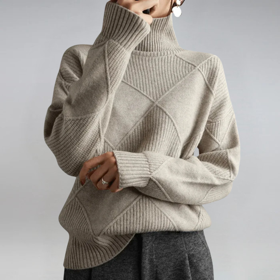 Lauren | Luxuriöser Kaschmirpullover mit Stehkragen