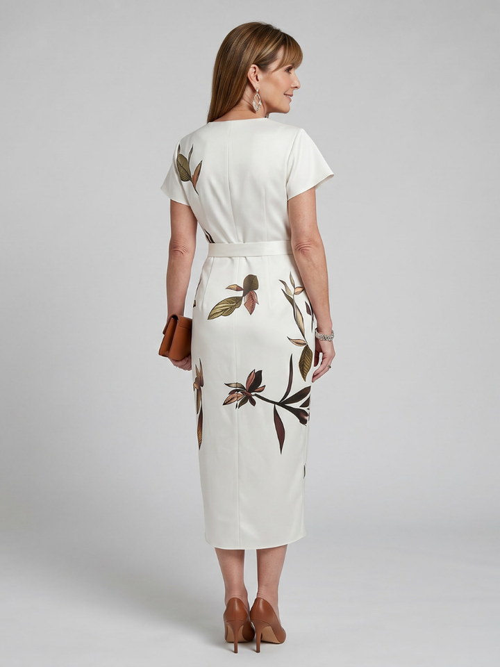 Cypress | Midi-jurk met vloeiende mouwen en botanische print
