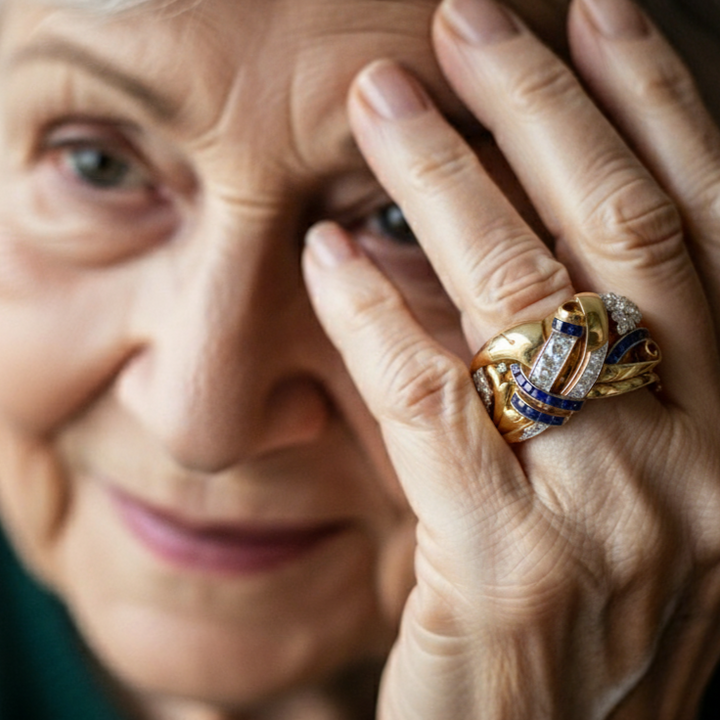 Vintage-Ring aus Gold mit blauem Zirkon