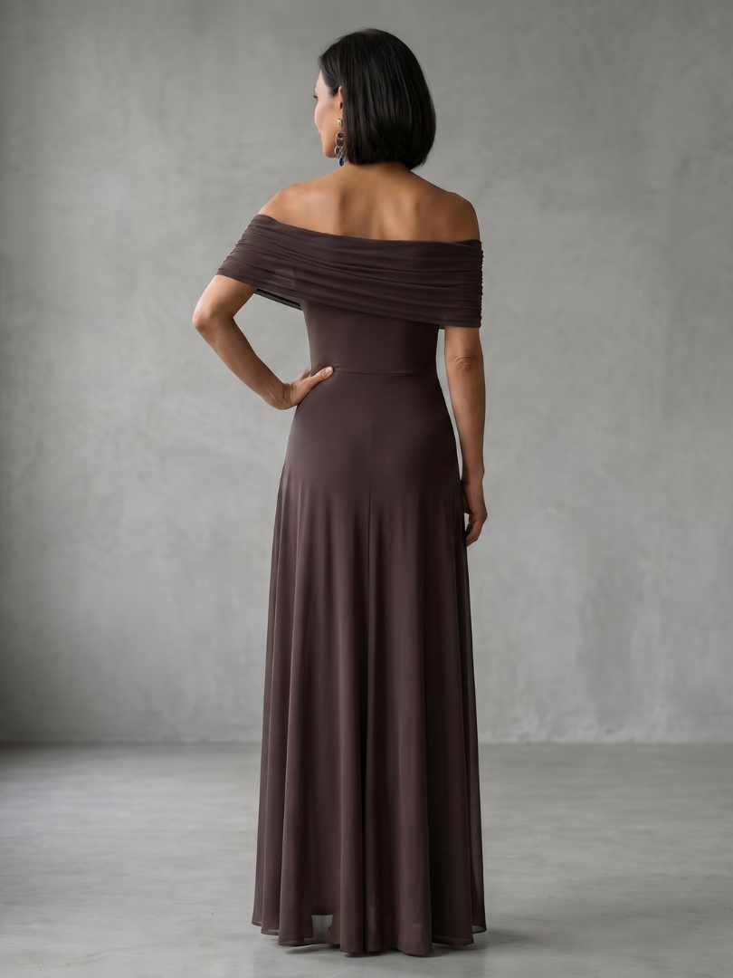Juni | Off-Shoulder Drapé Midi-Jurk