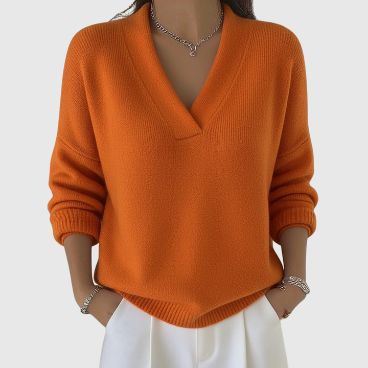 Faye | Weicher V-Ausschnitt Pullover in lässiger Passform