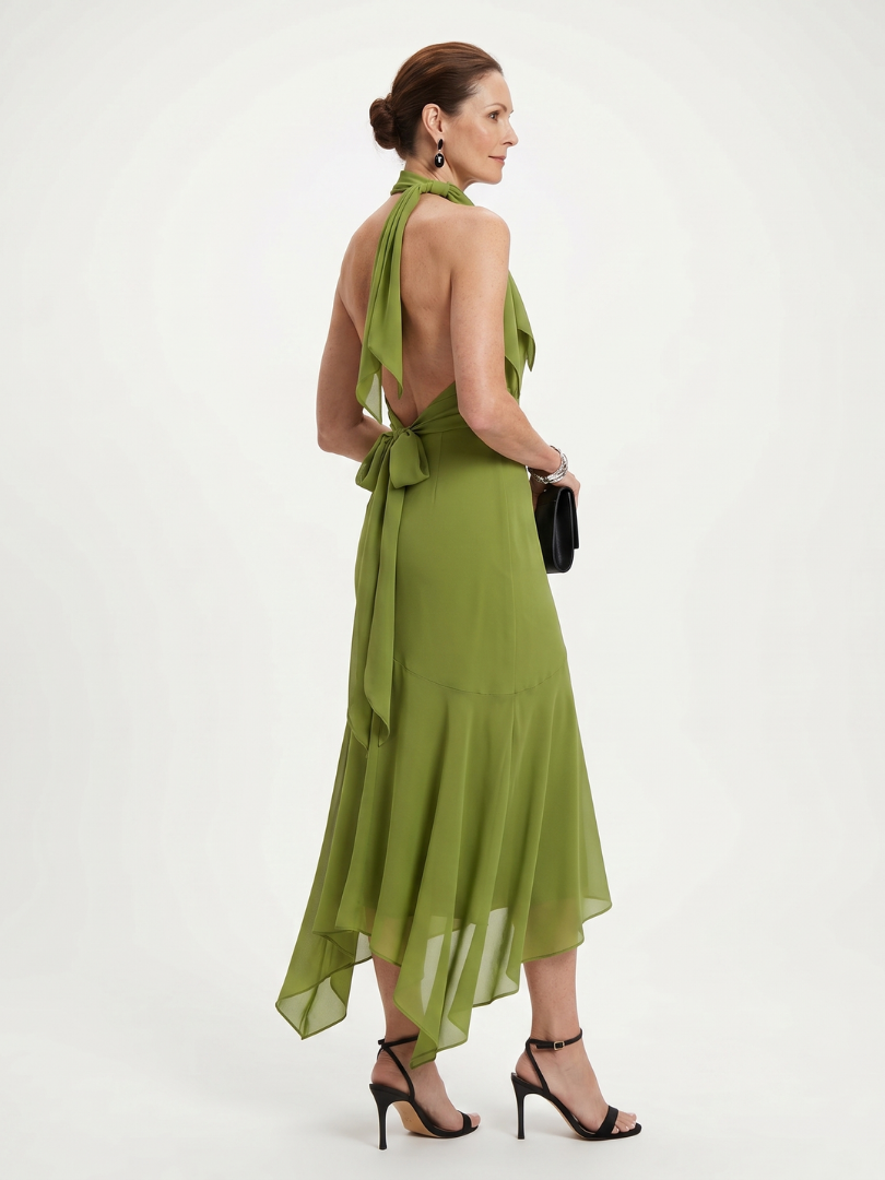 Winifred | Drapé Halter-Keyhole Midi-jurk