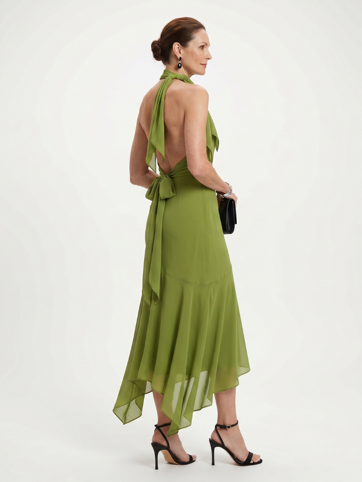 Winifred | Drapé Halter-Keyhole Midi-jurk