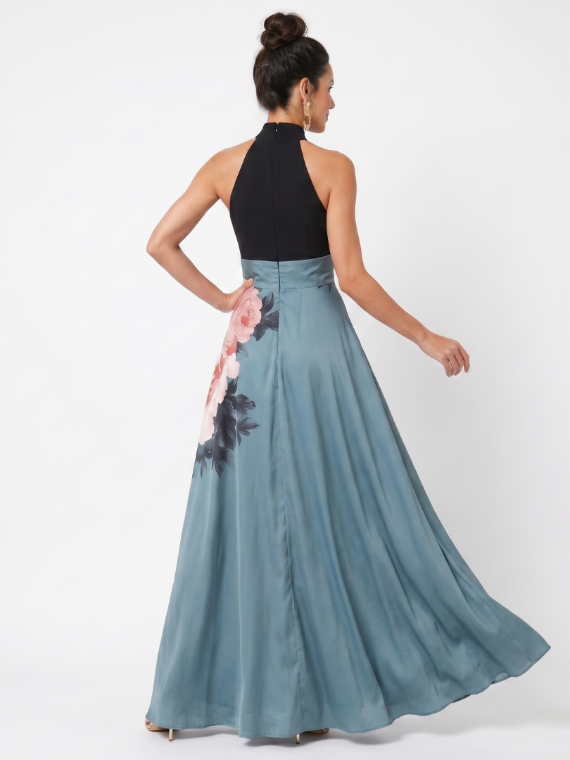 Olympas | Halter-Bodice Bloemenrok Maxi Jurk
