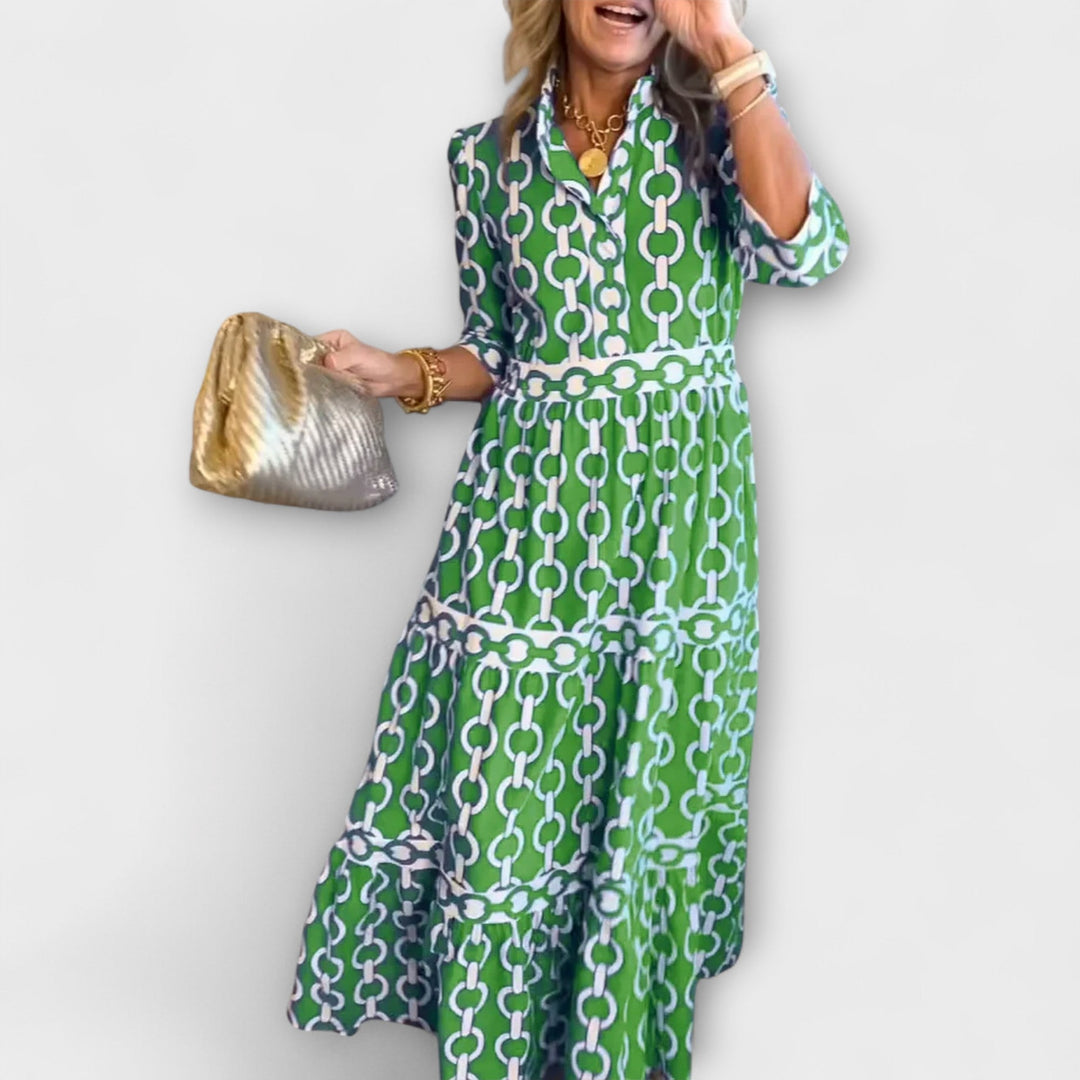 JULIANA | MIDI-ROBE MIT KETTENMUSTER