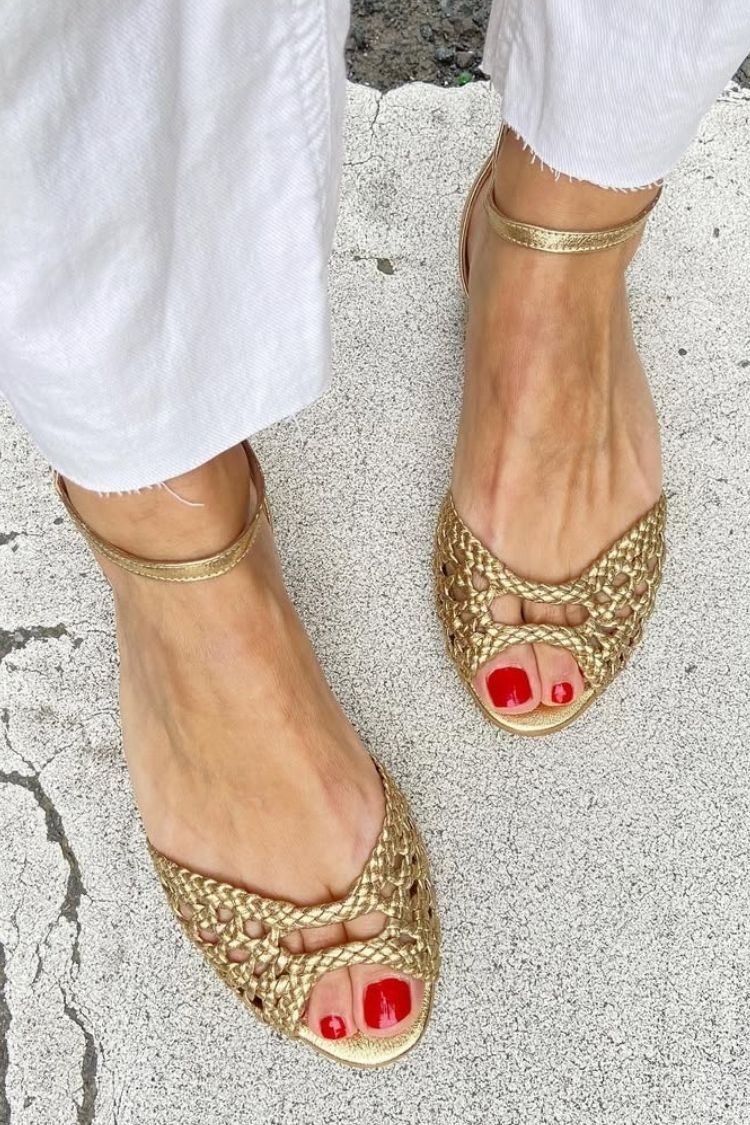 Isadora | Geflochtene Sandalen in Gold