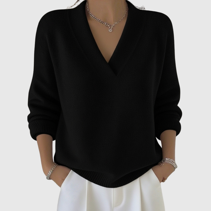 Faye | Weicher V-Ausschnitt Pullover in lässiger Passform