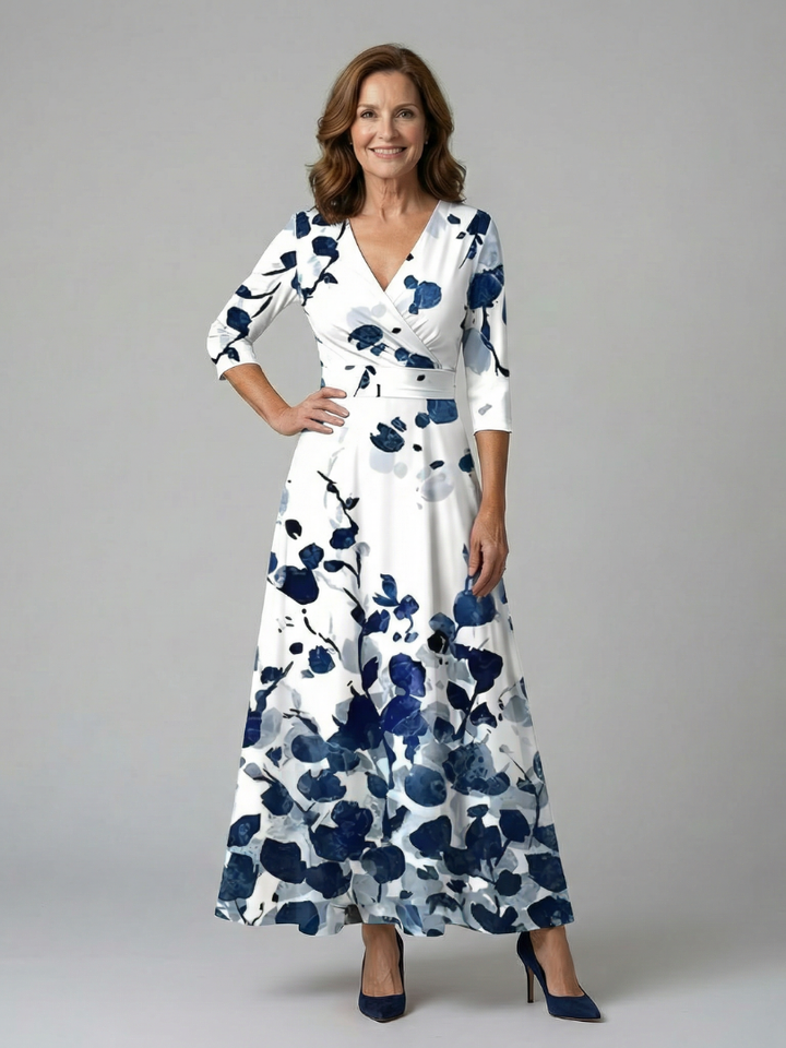 Celine | Midi-jurk met wikkelkragen