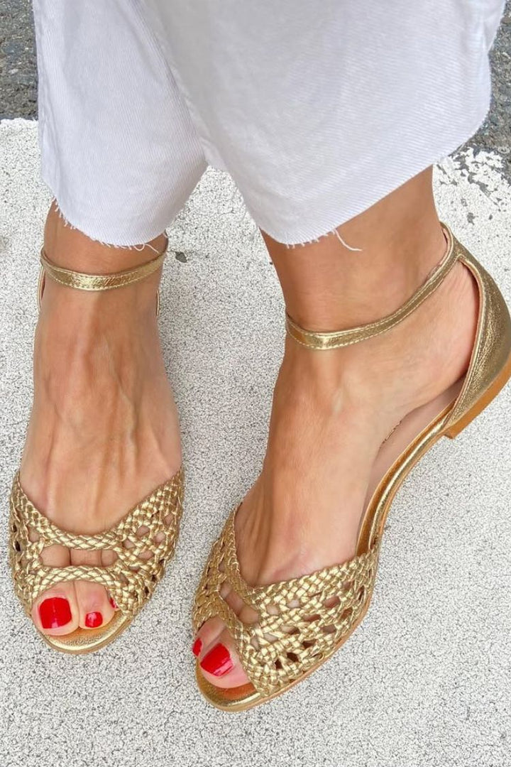 Isadora | Geflochtene Sandalen in Gold