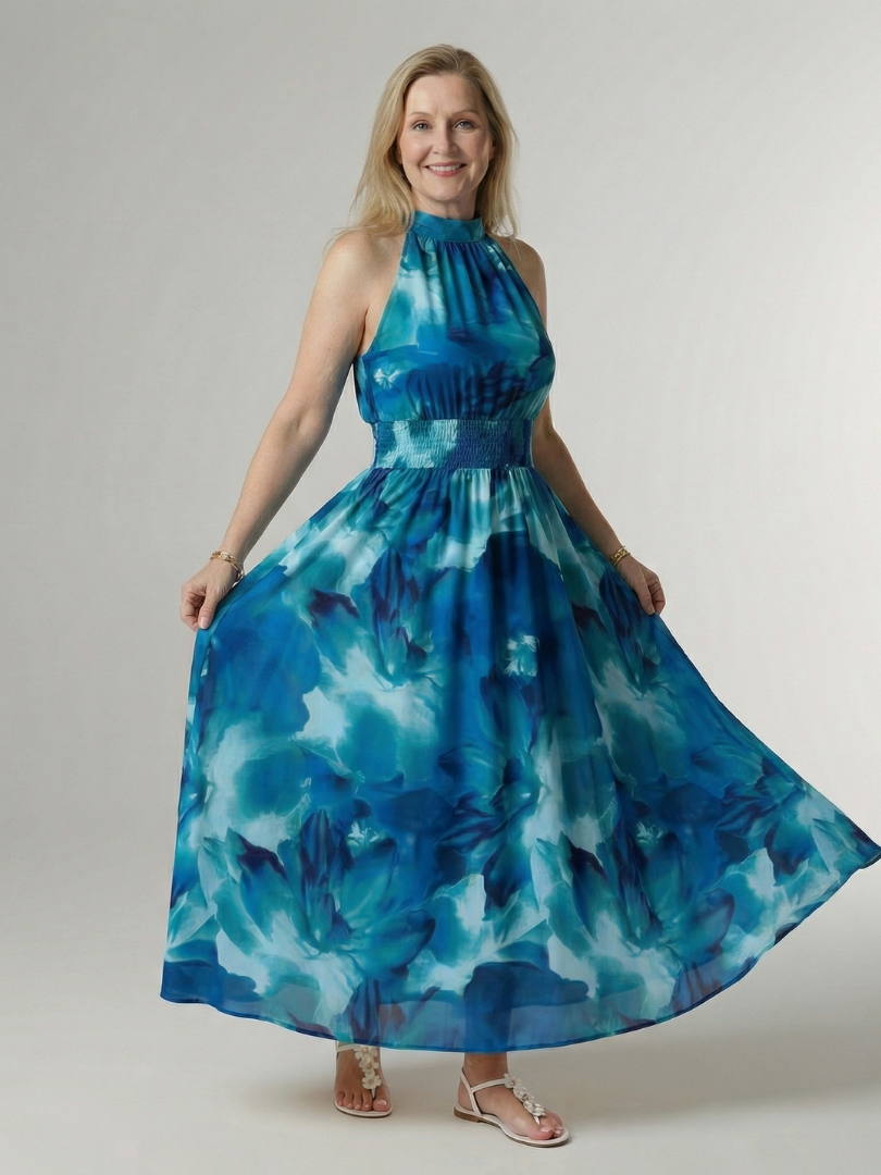 Sylin | Geraffineerde Halter Midi Jurk