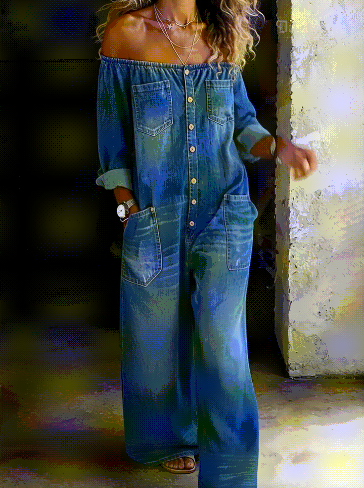 Elena | Jumpsuit met schoudervrije en lange mouwen