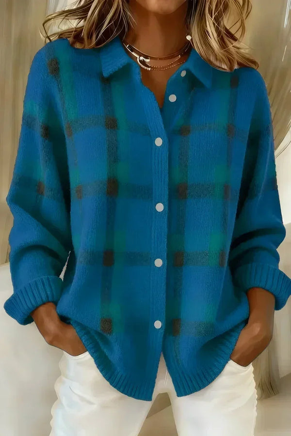 Kelsey | Karierte Strickjacke
