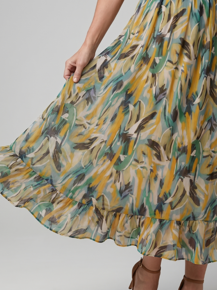 Quill | Spaghetti-band Midi-jurk met abstracte print