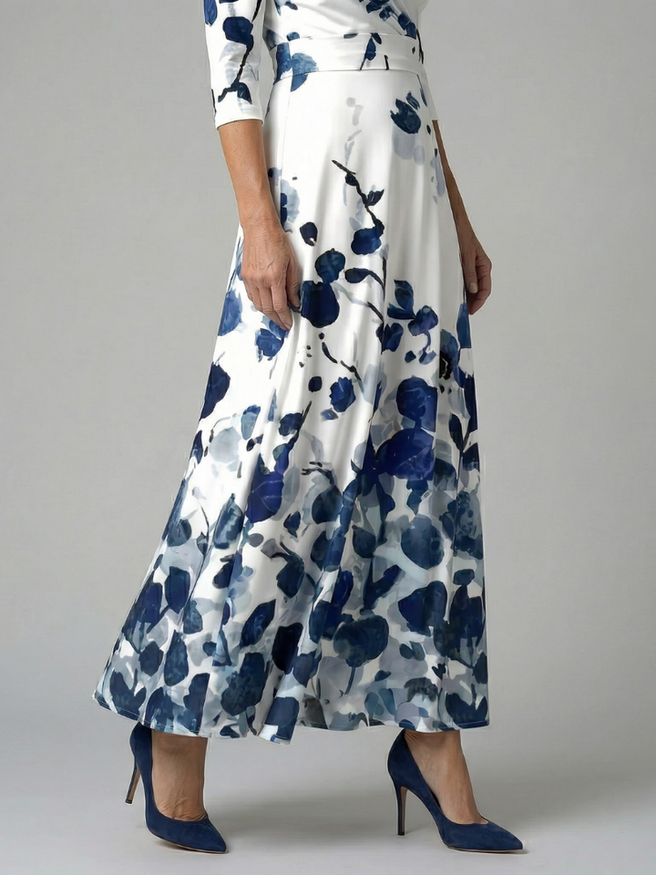 Celine | Midi-jurk met wikkelkragen