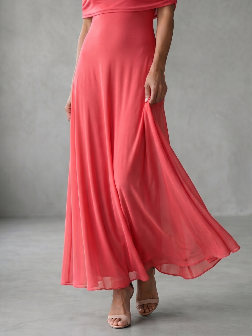 Juni | Off-Shoulder Drapé Midi-Jurk