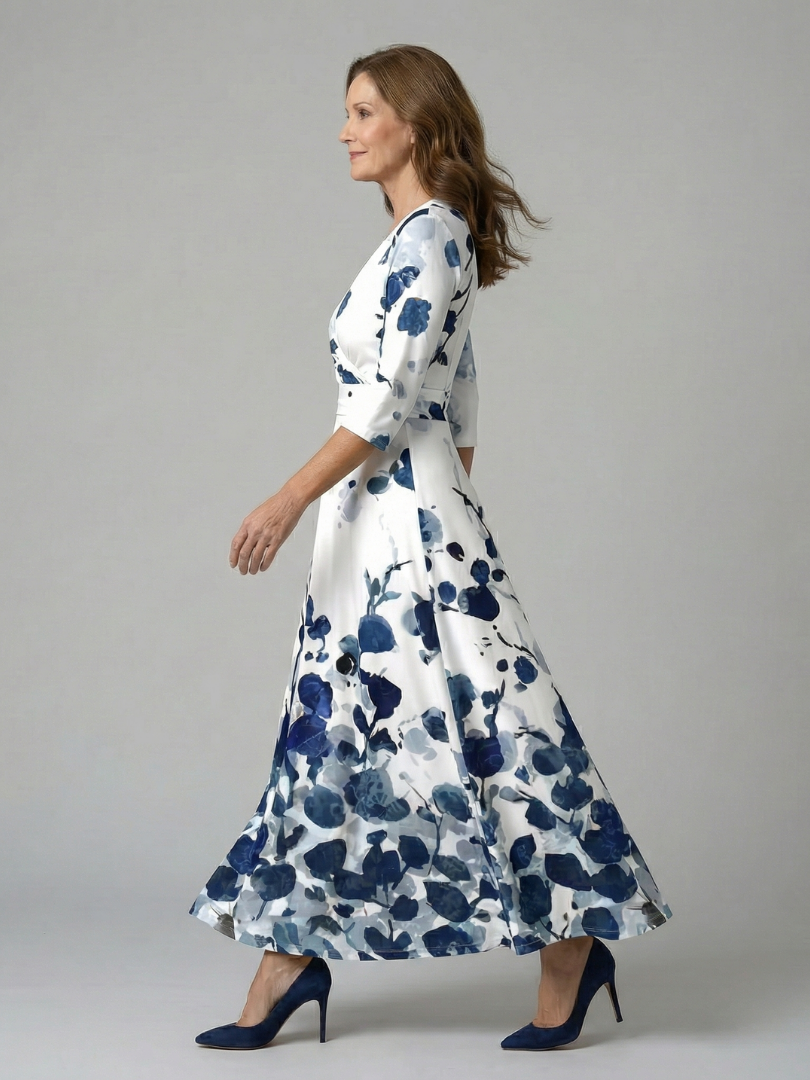Celine | Midi-jurk met wikkelkragen