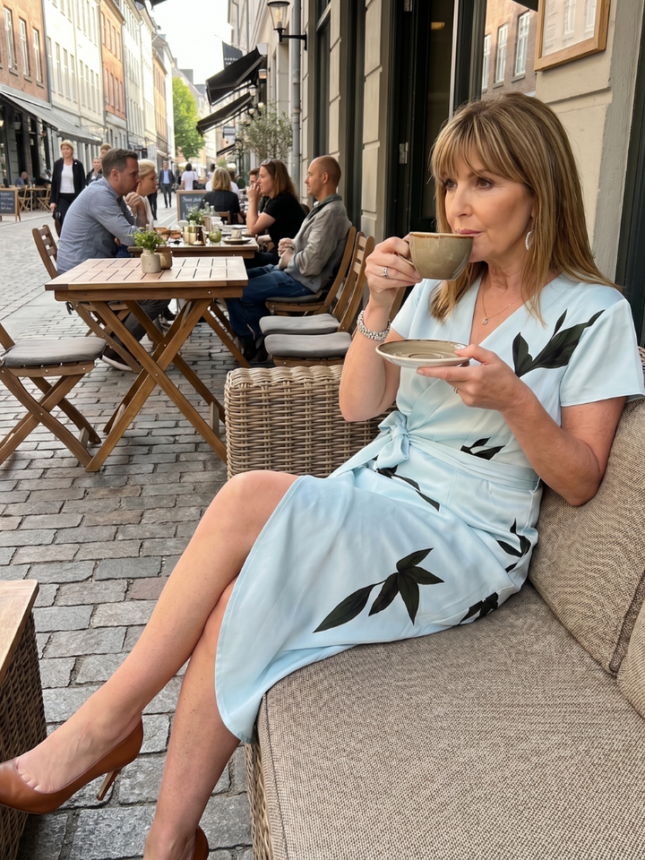 Cypress | Midi-jurk met vloeiende mouwen en botanische print