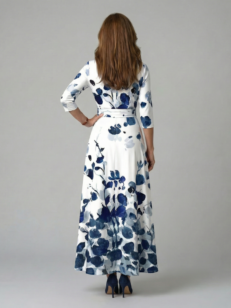 Celine | Midi-jurk met wikkelkragen