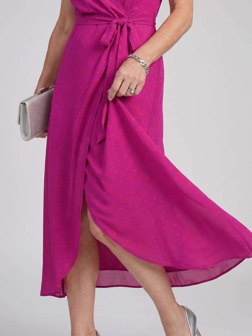 Priya | Korte mouwen, bloemen wikkel midi-jurk