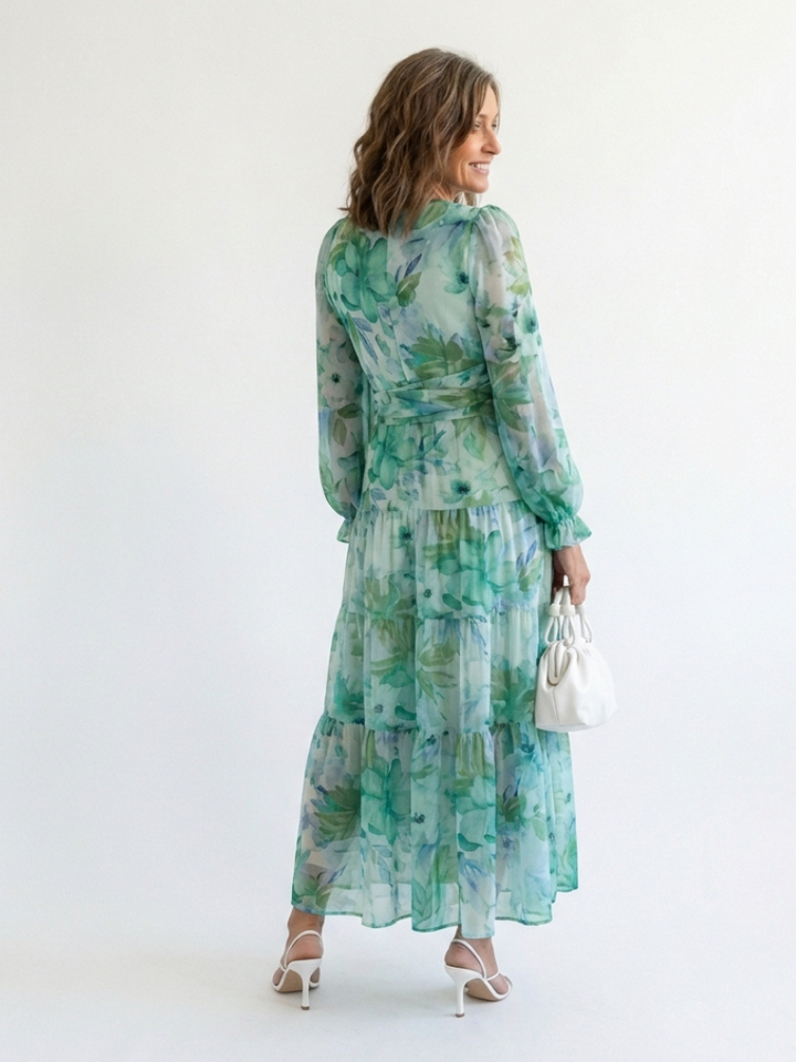 Althea | Lange Mouwen Bloemen Maxikleed