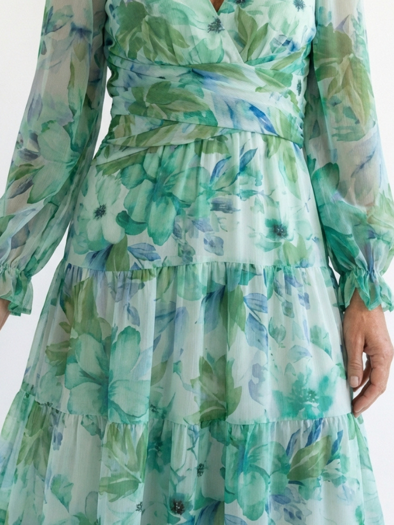 Althea | Lange Mouwen Bloemen Maxikleed